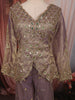 Dusty Mauve Floral Vine Sequins and Beads Embroidered Design Tissue Silk Party Wear Palazzo Suit with Matching Dupatta