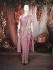 Dusty Mauve Floral Vine Zari Embroidered Design Georgette Saree with Matching Grand Dupatta