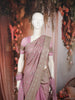 Dusty Mauve Floral Vine Zari Embroidered Design Georgette Saree with Matching Grand Dupatta
