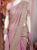 Dusty Mauve Floral Vine Zari Embroidered Design Georgette Saree with Matching Grand Dupatta
