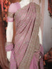 Dusty Mauve Floral Vine Zari Embroidered Design Georgette Saree with Matching Grand Dupatta