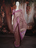 Dusty Mauve Floral Vine Zari Embroidered Design Pure Tissue Silk Party Wear Saree