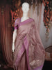 Dusty Mauve Floral Vine Zari Embroidered Design Pure Tissue Silk Party Wear Saree