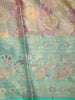 Dusty Mauve Floral Zari Woven Design Pure Kanchipuram Silk Saree with Contrast Peacock Border