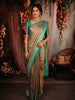 Dusty Mauve Floral Zari Woven Design Pure Kanchipuram Silk Saree with Contrast Peacock Border