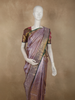 Dusty Mauve Floral Zari Woven Design Pure Kanchipuram Silk Saree with Contrast Zari Border