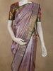 Dusty Mauve Floral Zari Woven Design Pure Kanchipuram Silk Saree with Contrast Zari Border