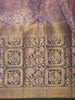 Dusty Mauve Floral Zari Woven Design Pure Kanchipuram Silk Saree with Contrast Zari Border