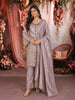 Dusty Mauve Geometric Sequins and Beads Embroidered Design Tissue Silk Palazzo Suit with Matching Dupatta