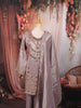 Dusty Mauve Geometric Sequins and Beads Embroidered Design Tissue Silk Palazzo Suit with Matching Dupatta