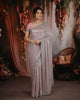 Dusty Mauve Heavy Sequins Embroidered Design Chiffon Party Wear Saree with Designer Border
