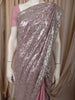 Dusty Mauve Heavy Sequins Embroidered Design Chiffon Party Wear Saree with Designer Border