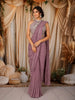 Dusty Mauve Heavy Sequins and Beads Embroidered Design Georgette Ready To Wear Saree with Designer Blouse