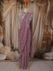 Dusty Mauve Heavy Sequins and Beads Embroidered Design Georgette Ready To Wear Saree with Designer Blouse