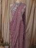 Dusty Mauve Heavy Sequins and Beads Embroidered Design Georgette Ready To Wear Saree with Designer Blouse