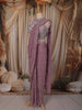 Dusty Mauve Heavy Sequins and Beads Embroidered Design Georgette Ready To Wear Saree with Designer Blouse