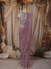 Dusty Mauve Heavy Sequins and Beads Embroidered Design Georgette Ready To Wear Saree with Designer Blouse