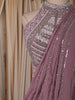 Dusty Mauve Heavy Sequins and Beads Embroidered Design Georgette Ready To Wear Saree with Designer Blouse