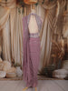 Dusty Mauve Heavy Sequins and Beads Embroidered Design Georgette Ready To Wear Saree with Designer Blouse