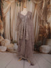 Dusty Mauve Heavy Sequins and Beads Embroidered Design Net Peplum Palazzo Suit with Matching Dupatta