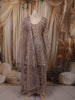 Dusty Mauve Heavy Sequins and Beads Embroidered Design Net Peplum Palazzo Suit with Matching Dupatta