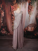 Dusty Mauve Heavy Silver Sequins and Beads Embroidered Shimmer Indo Western Lehenga with Draped Dupatta