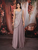 Dusty Mauve Heavy Silver Sequins and Beads Embroidered Shimmer Indo Western Lehenga with Draped Dupatta