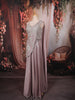Dusty Mauve Heavy Silver Sequins and Beads Embroidered Shimmer Indo Western Lehenga with Draped Dupatta