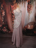 Dusty Mauve Heavy Silver Sequins and Beads Embroidered Shimmer Indo Western Lehenga with Draped Dupatta