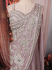 Dusty Mauve Heavy Silver Sequins and Beads Embroidered Shimmer Indo Western Lehenga with Draped Dupatta