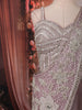 Dusty Mauve Heavy Silver Sequins and Beads Embroidered Shimmer Indo Western Lehenga with Draped Dupatta