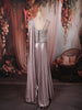Dusty Mauve Heavy Silver Sequins and Beads Embroidered Shimmer Indo Western Lehenga with Draped Dupatta