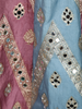 Dusty Mauve Mirror Work Banarasi Silk Lehenga Set with Blue Panel Skirt