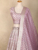 Dusty Mauve Mirror Work Banarasi Silk Lehenga Set with Dupatta