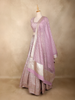 Dusty Mauve Mirror Work Banarasi Silk Lehenga Set with Dupatta
