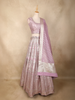 Dusty Mauve Mirror Work Banarasi Silk Lehenga Set with Dupatta