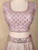 Dusty Mauve Mirror Work Banarasi Silk Lehenga Set with Dupatta
