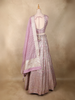 Dusty Mauve Mirror Work Banarasi Silk Lehenga Set with Dupatta