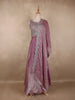 Dusty Mauve Pink Floral Thread Embroidery Design Space Silk Party Wear Gown