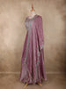 Dusty Mauve Pink Floral Thread Embroidery Design Space Silk Party Wear Gown