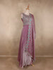 Dusty Mauve Pink Floral Thread Embroidery Design Space Silk Party Wear Gown