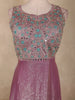 Dusty Mauve Pink Floral Thread Embroidery Design Space Silk Party Wear Gown
