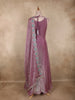 Dusty Mauve Pink Floral Thread Embroidery Design Space Silk Party Wear Gown