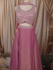 Dusty Mauve Pink  Heavy Sequins and Beads Embroidered Design Crepe Bridesmaids Lehenga with Choker Dupatta