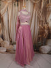 Dusty Mauve Pink  Heavy Sequins and Beads Embroidered Design Crepe Bridesmaids Lehenga with Choker Dupatta