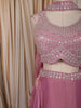Dusty Mauve Pink  Heavy Sequins and Beads Embroidered Design Crepe Bridesmaids Lehenga with Choker Dupatta