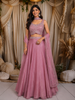 Dusty Mauve Pink  Heavy Sequins and Beads Embroidered Design Crepe Bridesmaids Lehenga with Choker Dupatta