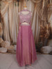Dusty Mauve Pink  Heavy Sequins and Beads Embroidered Design Crepe Bridesmaids Lehenga with Choker Dupatta
