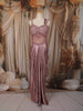 Dusty Mauve Pink Heavy Sequins and Beads Embroidered Design Satin Partywear Gown