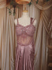 Dusty Mauve Pink Heavy Sequins and Beads Embroidered Design Satin Partywear Gown
